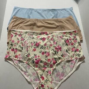 Breezies Silky Lace Panties set of 3 floral and solid
